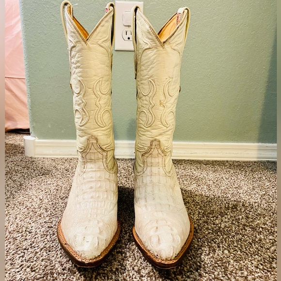 EUC Winter White Hornback Caiman/Leather Los Altos Cowgirl Boots - Picture 4 of 17